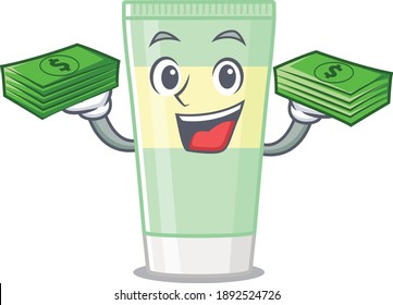 A wealthy cleansing foam cartoon character with much money