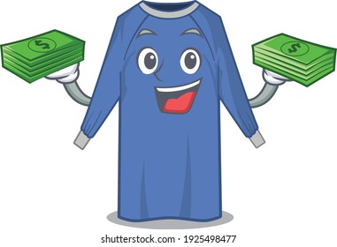 A wealthy disposable clothes cartoon character with much money