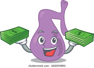 A wealthy gall bladder cartoon character with much money