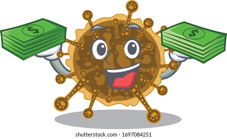 A wealthy negarnaviricota cartoon character having money on hands