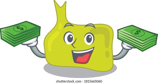 A wealthy pituitary cartoon character with much money