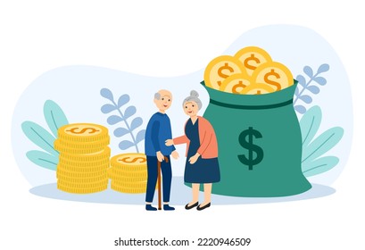 Wealthy Retired Couple Concept Vector Illustration. Pension Rich.