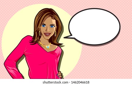 Wealthy, Stylish and Tanned Woman Wearing Jewellery with Speech Bubble