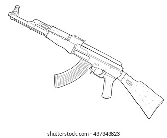 Weapon AK 47 - Vector Illustration. 
