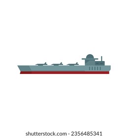 Weapon carrier ship icon flat vector. Navy battleship. Naval view isolated
