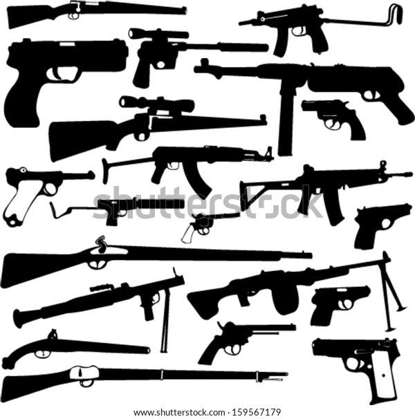 Weapon Collection Vector Stock Vector (Royalty Free) 159567179