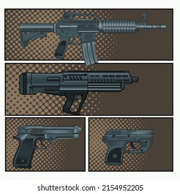 Weapon collection vector illustration. EPS 10