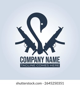 Logotipo único de la compañía de armas en colores azul oscuro