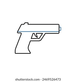 icono de línea de concepto de arma. Ilustración de elemento simple. diseño de símbolo de esquema de concepto de arma.