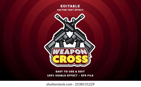 logotipo de arma e efeito de texto editável cruzado