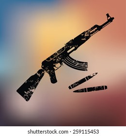 Weapon design on blur background,grunge vector