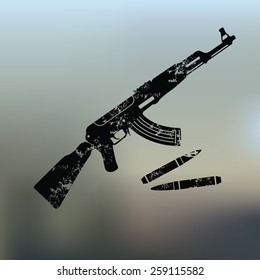 Weapon design on blur background,grunge vector