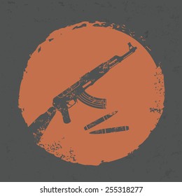 Weapon design on grunge background, grunge vector