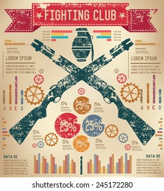 Weapon design on old paper background,info graphic,grunge vector