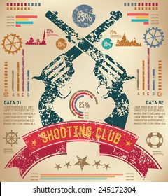 Weapon design on old paper background,info graphic,grunge vector