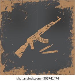 Weapon design on old paper background,vector