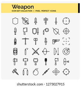weapon design pixel perfect icons set. web design element 
UI and UX,  mobile app, 64x64 Pixel vector 

