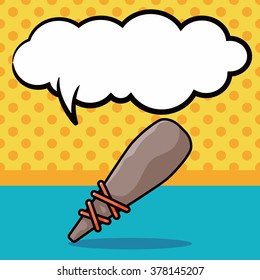 weapon doodle, speech bubble, wooden club