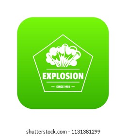 Weapon explosion icon green vector isolated on white background