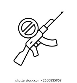 Icono de línea de peligro de arma de fuego