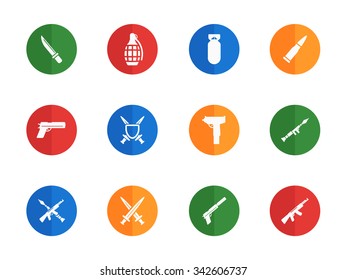 Weapon flat icons for media