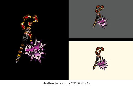 weapon and flowers vector flat design