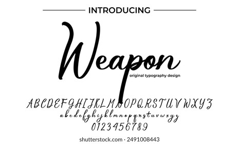Arma Fuente Pincel elegante pintado en mayúsculas letras de Vector, alfabeto, tipo de letra
