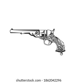 A weapon, a gun. Can be used as a sketch of a tattoo.