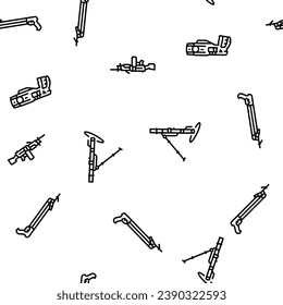 juego de armas de fuego cuchillo vector guerra sin inconvenientes patrón delgado ilustración de línea delgada