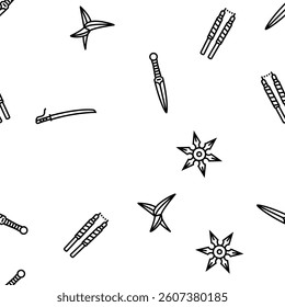 weapon gun game knife war vector seamless pattern thin line illustration