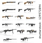 weapon and gun set collection icons vector illustration isolated on white background
