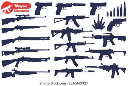 Vektorgrafik von Weapon oder Gun Silhouettes