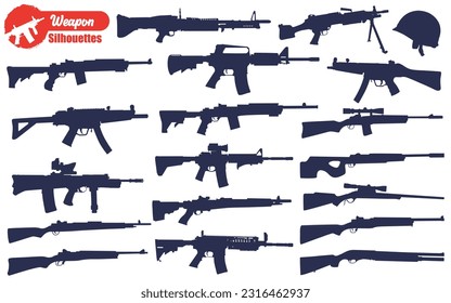 Vektorgrafik von Weapon oder Gun Silhouettes