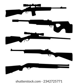 Ilustración vectorial de las siluetas de armas o armas