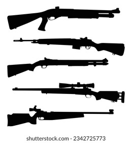 Weapon or Gun Silhouettes Vector Illustration