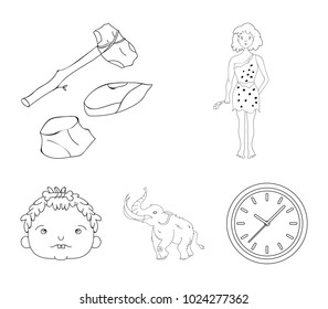 Weapon, hammer, elephant, mammoth .Stone age set collection icons in outline style vector symbol stock illustration web.