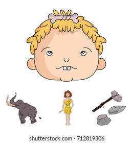 Weapon, hammer, elephant, mammoth .Stone age set collection icons in cartoon style vector symbol stock illustration web.