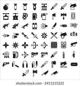 Waffensymbolsammlung, weißer Hintergrund