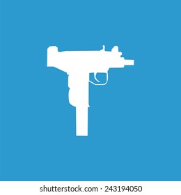 weapon icon, isolated, white on the blue background. Exclusive Symbols