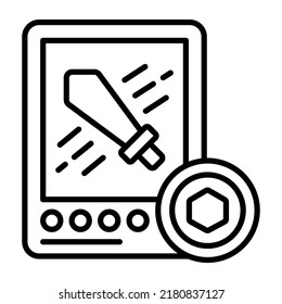 Icono de arma, token no fungible, tecnología digital.