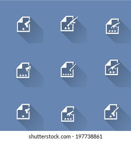 weapon icon set blue