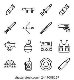 Conjunto de iconos de armas aislado en blanco