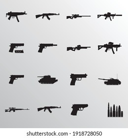 Weapon Icon Set ,symbol And Vector,Can Be Used For Web, Print And Mobile