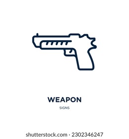 weapon icon from signs collection. Thin linear weapon, war, power outline icon isolated on white background. Line vector weapon sign, symbol for web and mobile