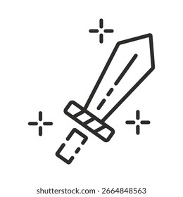 Icono del arma, símbolo de la espada, Ilustración vectorial plana sobre fondo blanco