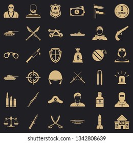 Weapon icons set. Simple style of 36 weapon vector icons for web for any design