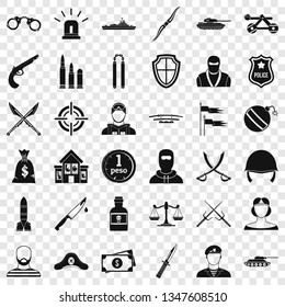 Weapon icons set. Simple style of 36 weapon vector icons for web for any design