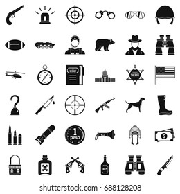 Weapon icons set. Simple style of 36 weapon vector icons for web isolated on white background