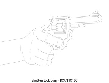 Weapon illustration, Vector Line, Pistol illustration, Military concept, Pistol vector line