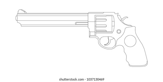 Weapon illustration, Vector Line, Pistol illustration, Old gun, Military concept, Pistol vector line